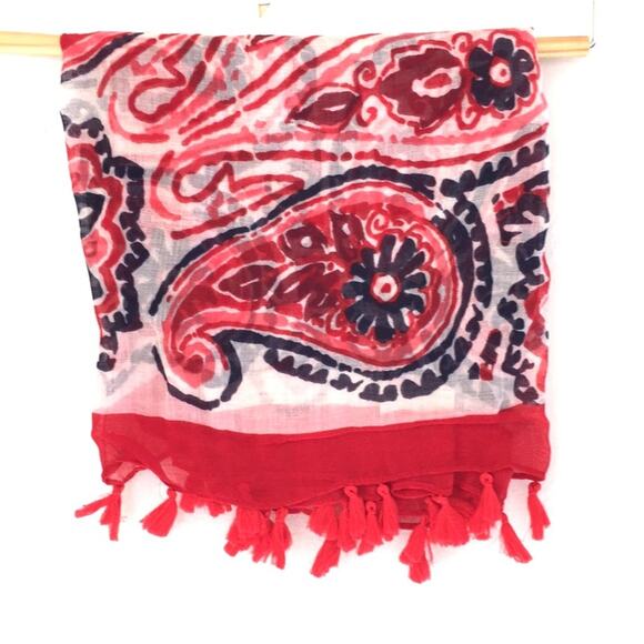 Infinite Scarf wrap swimsuit cover up white red EUC - Picture 1 of 4